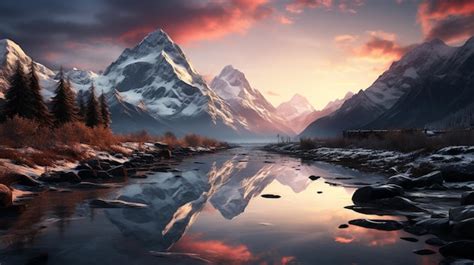 Premium AI Image | Mountain Peak at Sunrise