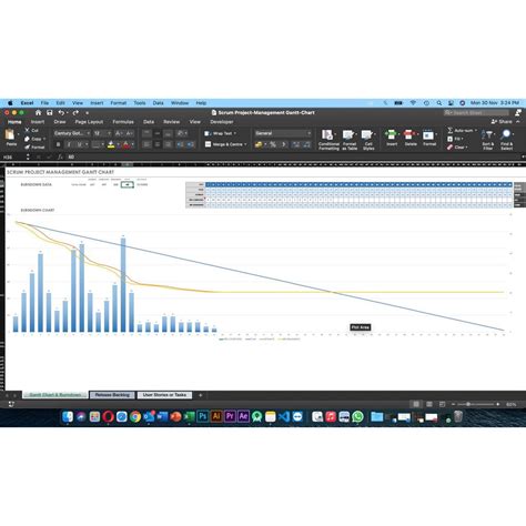 Scrum Project Management Gantt Chart Excel Template Easy Edit ...