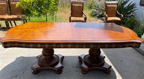 Old Mahogany Table 2 Pedestals with 6 Matching Chairs Exquisite - San Diego, CA Patch