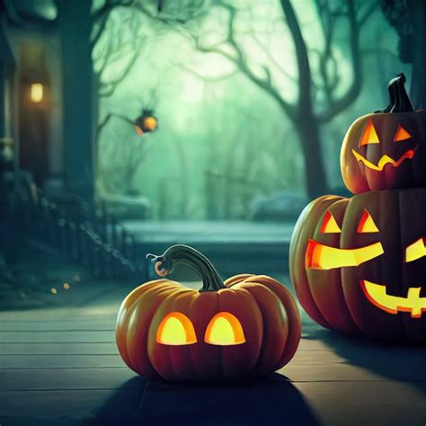 Premium Photo | Halloween evil pumpkin in the forest cartoon ...