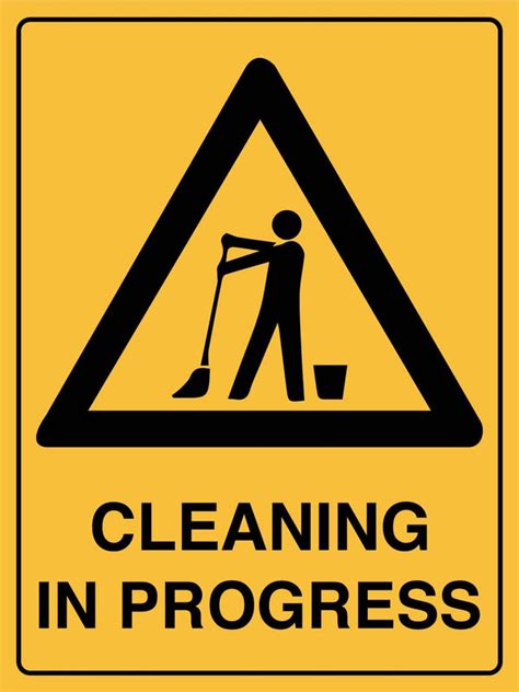 Caution Cleaning in Progress Icon Sign - New Signs