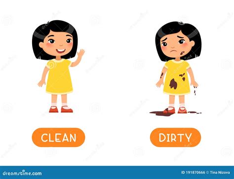 DIRTY and CLEAN Antonyms Word Card Vector Template. Stock Vector ...