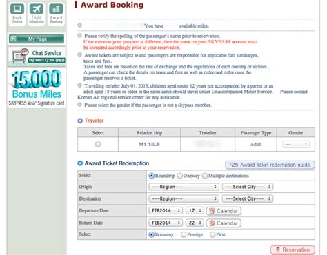 Book Korean Air Skypass Awards Online