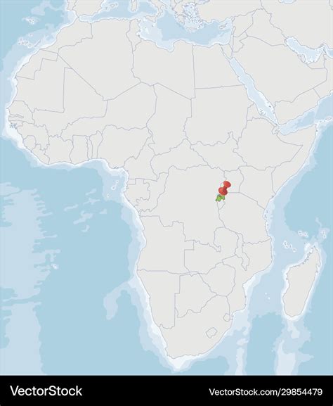 Republic rwanda location on africa map Royalty Free Vector