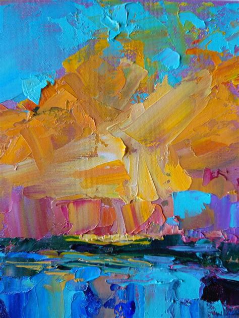 Abstract Sunset Original Oil Painting on Canvas Impasto - Etsy