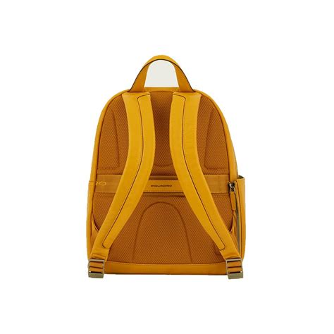 Leather backpack, Piquadro, model CA6106B3/G, in mustard color