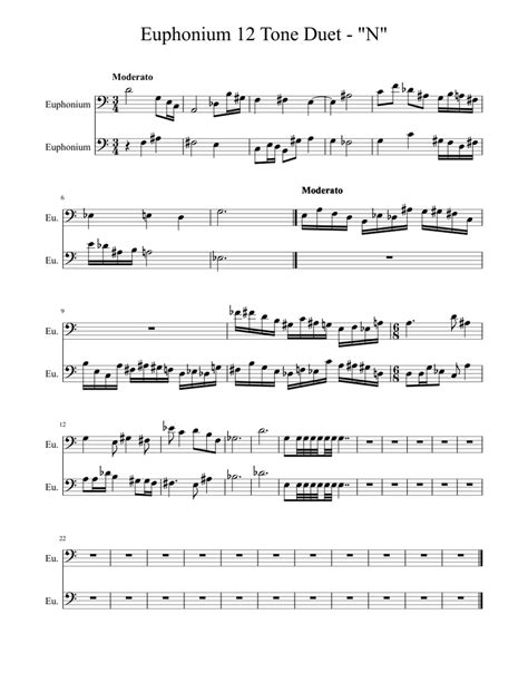 Euphonium 12 Tone Duet - "N" Sheet music for Euphonium (Brass Duet ...