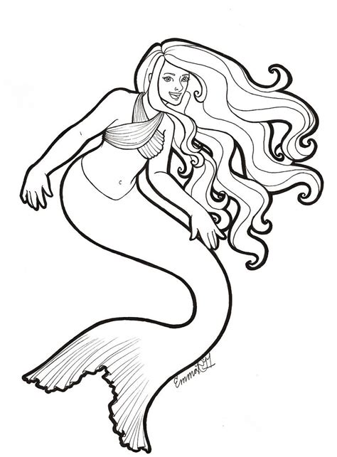 Mermaid Drawing Outline at PaintingValley.com | Explore collection of ...