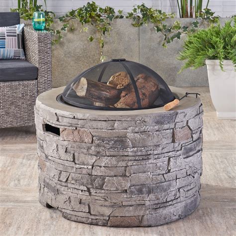 Noble House 31.5" Round Gray Finish Concrete Fire Pit - Walmart.com