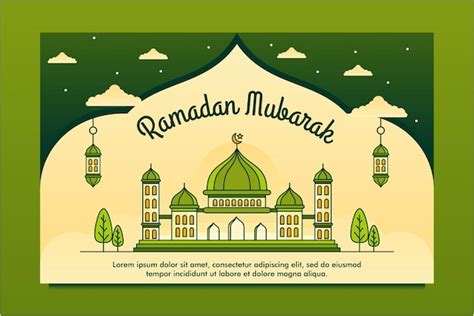 Premium Vector | Line art illustrated ramadan mubarak background design template