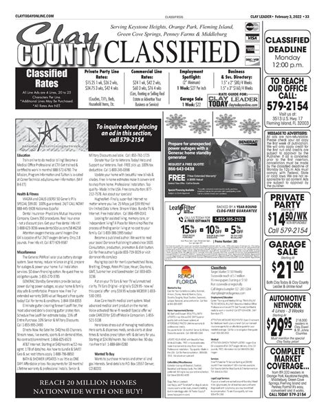 Classifieds 2/3/22 | Clay Today