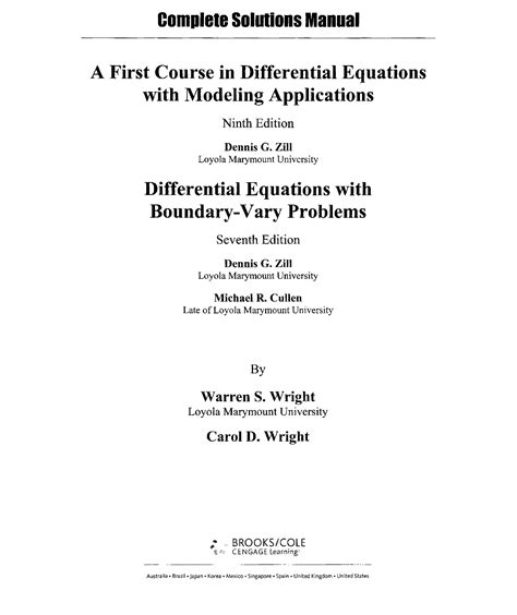 SOLUTION: Solutions manual to differential equations with boundary value problems 7th edition ...