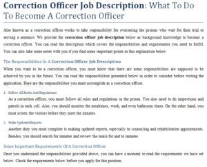 Correction Officer Job Description: What To Do To Become A Correction ...