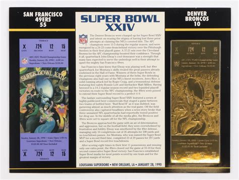 Super Bowl XXIV Commemorative 9x12 Score Card Display with 23kt Gold ...