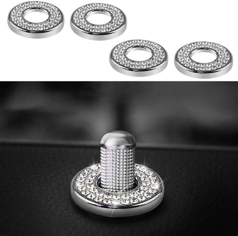 4PCS Bling Car Inner Door Lock Pull Cover Compatible with Mercedes-Benz Crystal Car Interior Rod ...