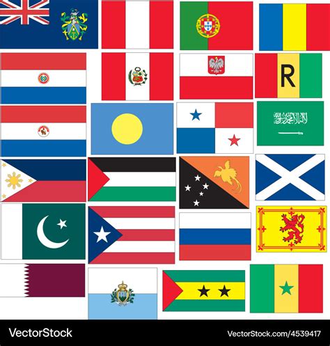 Set of 24 flags countries started with p q r s Vector Image