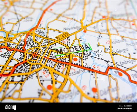 Modena city over a road map (ITALY Stock Photo - Alamy