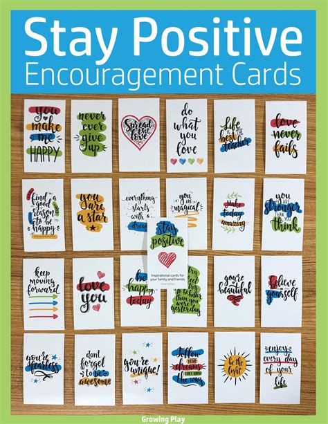 Stay Positive Encouragement Cards - Growing Play | Encouragement cards ...