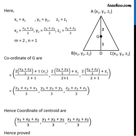 Question 3 - Find coordinates of centroid of triangle - Examples