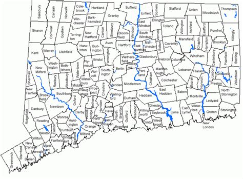 Printable Map Of Connecticut Towns