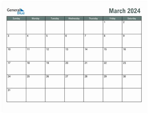 March 2024 Calendar Word Free - Holiday Calendar 2024