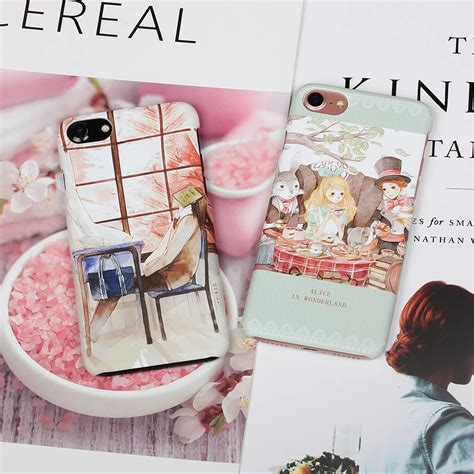 Cute Cartoon Girl Print Phone Case For iPhone 6 6S 7 8 Plus Slim Hard ...