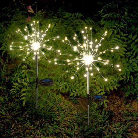 Solar Lights Outdoor Decorative Firework Lights Warm White LED Solar Powered String Light with 2 ...