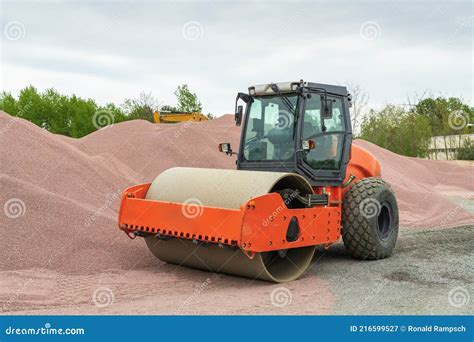 A Road Roller on a Construction Site Stock Image - Image of workplace ...