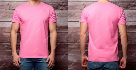 Premium Photo | Photo of a plain pink tshirt template with front and back views