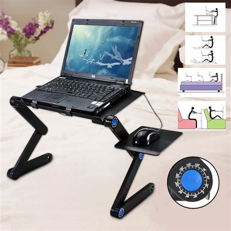 Portable 360 Folding Laptop Desk Computer Table 2 Holes Cooling ...