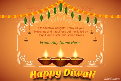 Indian Festival Happy Diwali Wishes Cards With Name