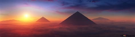 Pyramids Sunset Sky 4K wallpaper download