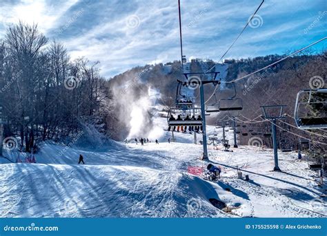 Skiing at the North Carolina Skiing Resort in February Stock Photo - Image of blue, holiday ...