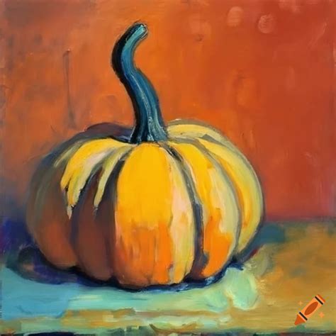 Vibrant still life artwork of pumpkins