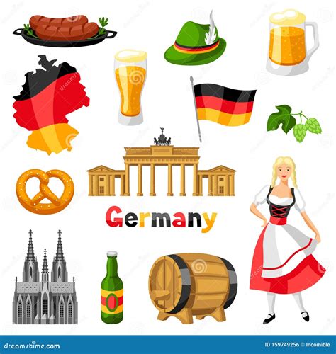 Set Of Six German Icons, Made In Germany Symbols In German, Premium ...