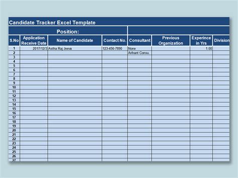 Candidate Tracker Excel Template