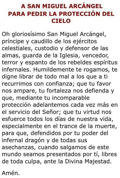 Oración a San Miguel Arcángel para pedir protección del cielo. | Frases ...