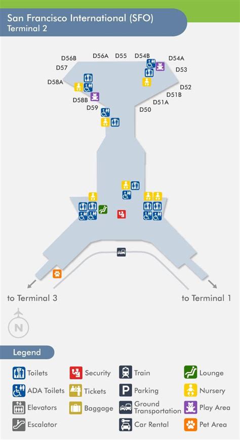 SFO terminal 2 map - San Francisco airport terminal 2 map (California - USA)