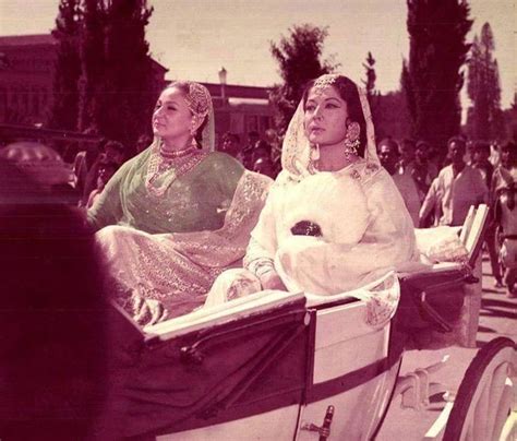 Meena Kumari and Nadira on the sets of Pakeezah.