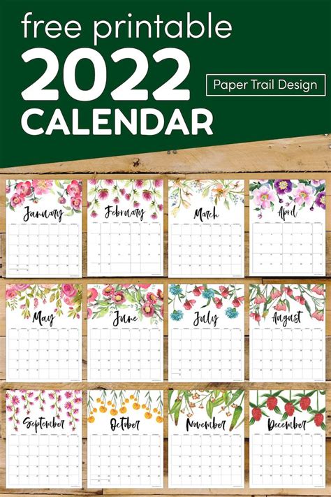 Use our 2022 floral calendar printable pages to create a DIY planner and s… | Free printable ...