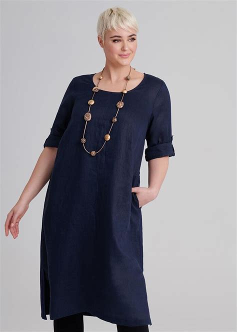 Shop Plus Size Montagu Linen Dress in Navy | Sizes 12-30 | Taking Shape NZ