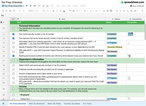 Tax Prep Documents Checklist from H&R Block