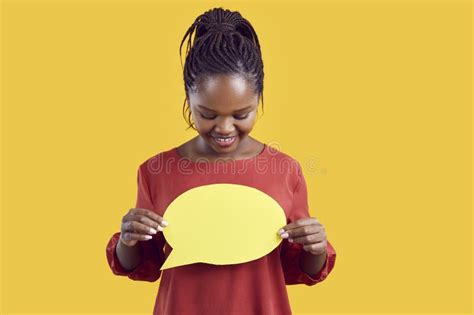 Smiling Girl Hold Speech Bubble with Empty Space Stock Image - Image of balloon, talk: 273593411