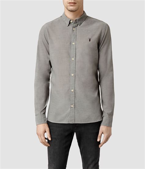 Lyst - Allsaints Redondo Shirt in Gray for Men