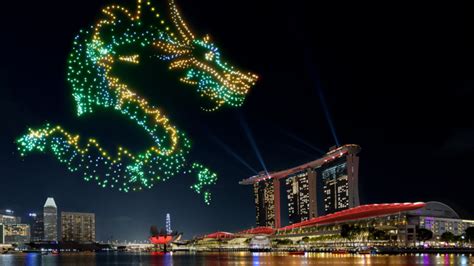 Marina Bay Will Light Up With A Dragon Formed From 1,500 Drones In A Lunar New Year Show This ...