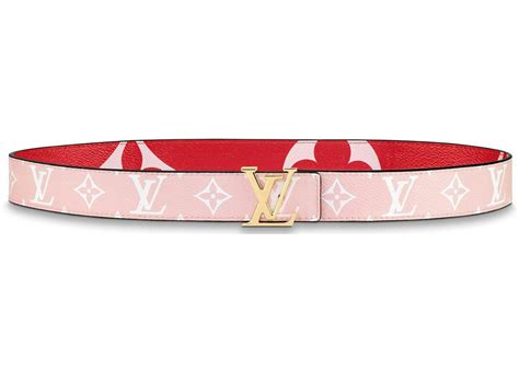 Louis Vuitton Iconic Reversible Belt Monogram Giant 30MM Red/Pink in Canvas with Gold-tone