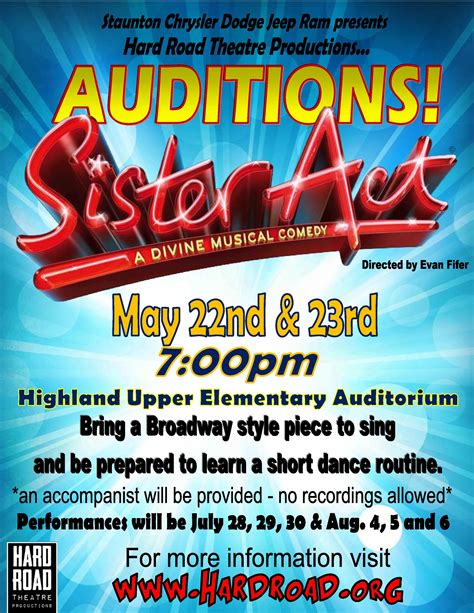 SISTER ACT Audition Information | Hard Road Theatre