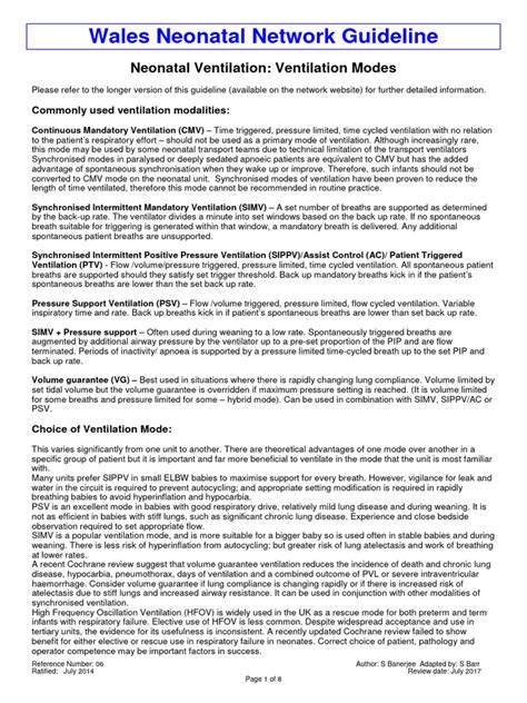 Neonatal Ventilation Ventilation Modes | PDF | Respiration | Clinical ...