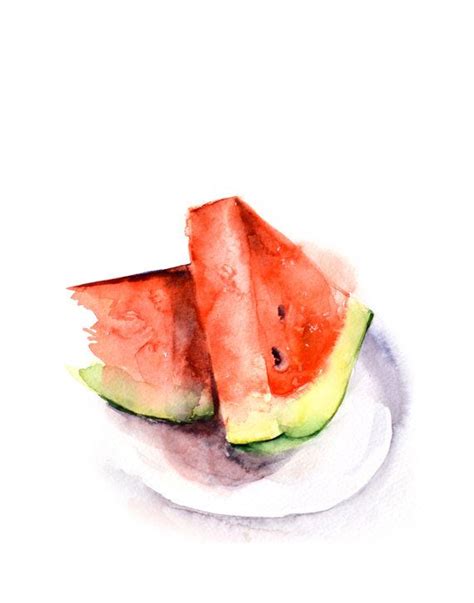 Watermelon Watercolor Painting Art Print, Still Life, Kitchen Decor ...