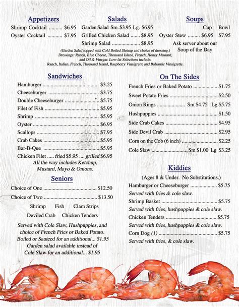 Big E's Country Buffet & Seafood menu in Longs, South Carolina